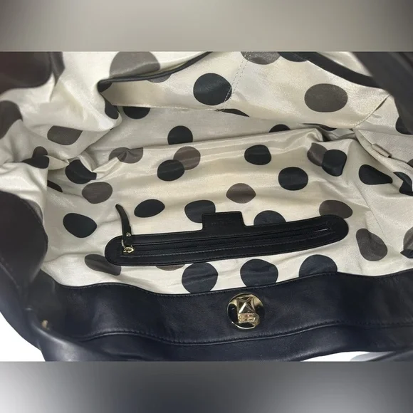 Kate Spade New York Top Handle black leather Bag Turn-Lock Closure at Top - Picture 13 of 16